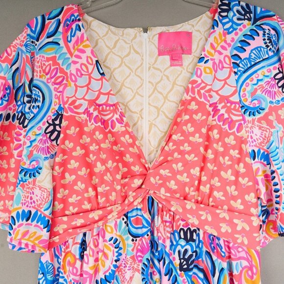 LILLY PULITZER MINKA MAXI DRESS Sz 4 BEACH BUNGALOW CORAL SPRITZ STRETCH - Picture 2 of 6